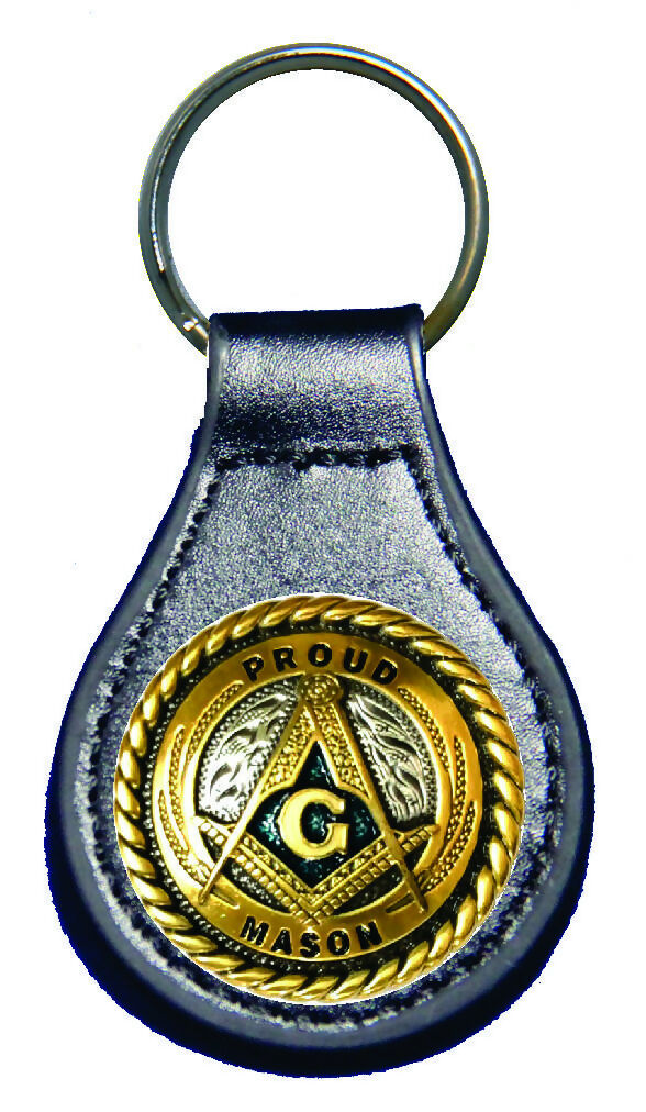 Master Mason Blue Lodge Keychain - Gold Square & Compass - Bricks Masons