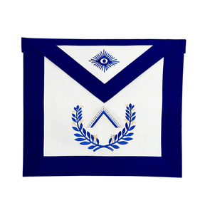 Worshipful Master Blue Lodge Officer Apron - Royal Blue Wreath Embroidery