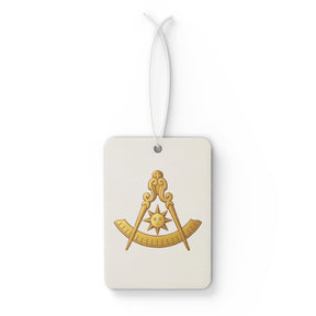 Past Master Blue Lodge Car Air Freshener - Compass & Quadrant with Sun Emblem - Bricks Masons