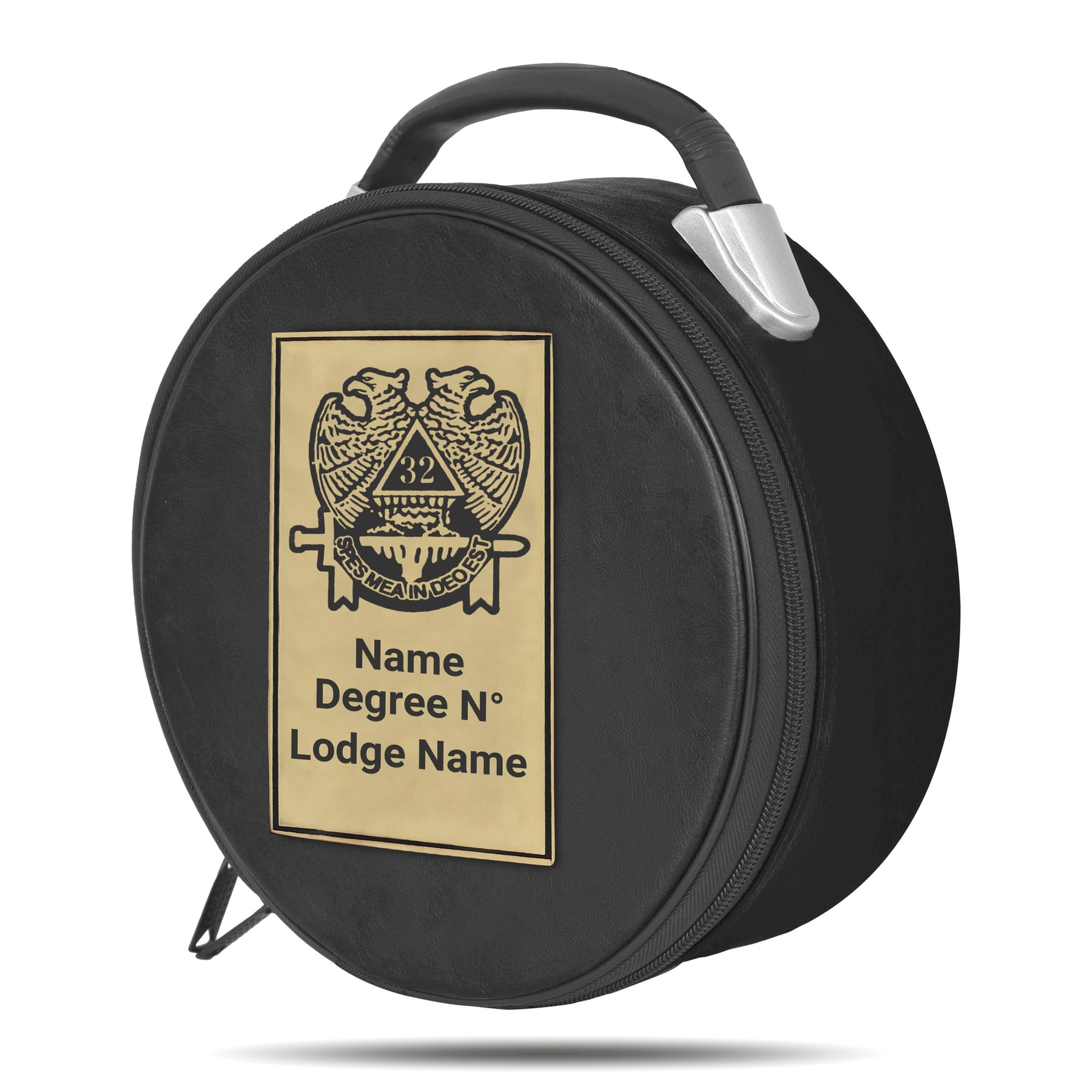 32nd Degree Scottish Rite Crown Cap Case - Double Eagle Machine Embroidery With Metal Plate - Bricks Masons