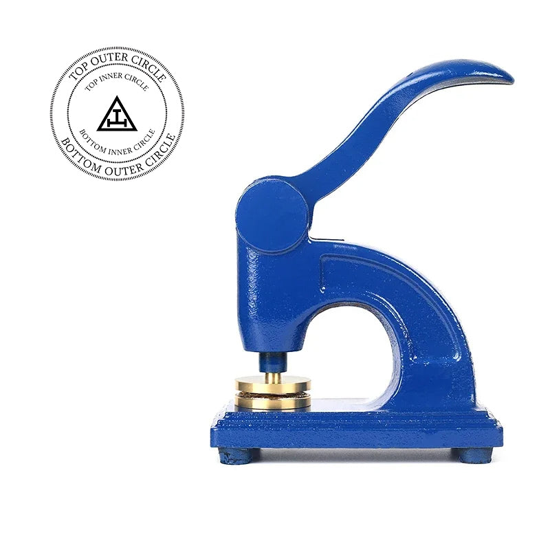 Royal Arch Chapter Long Reach Seal Press - Heavy Embossed Stamp Blue Color Customizable - Bricks Masons