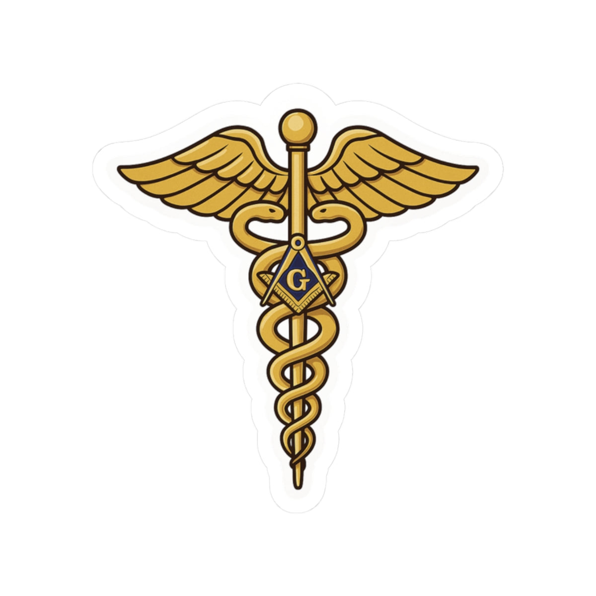 Master Mason Blue Lodge Sticker Decal - Kiss-Cut Gold Medical Doctor - Bricks Masons