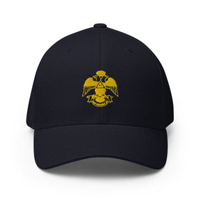 33rd Degree Scottish Rite Baseball Cap - Wings Down Golden Embroidery - Bricks Masons