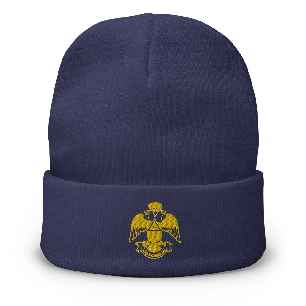 33rd Degree Scottish Rite Beanie - Wings Down Golden Embroidery - Bricks Masons