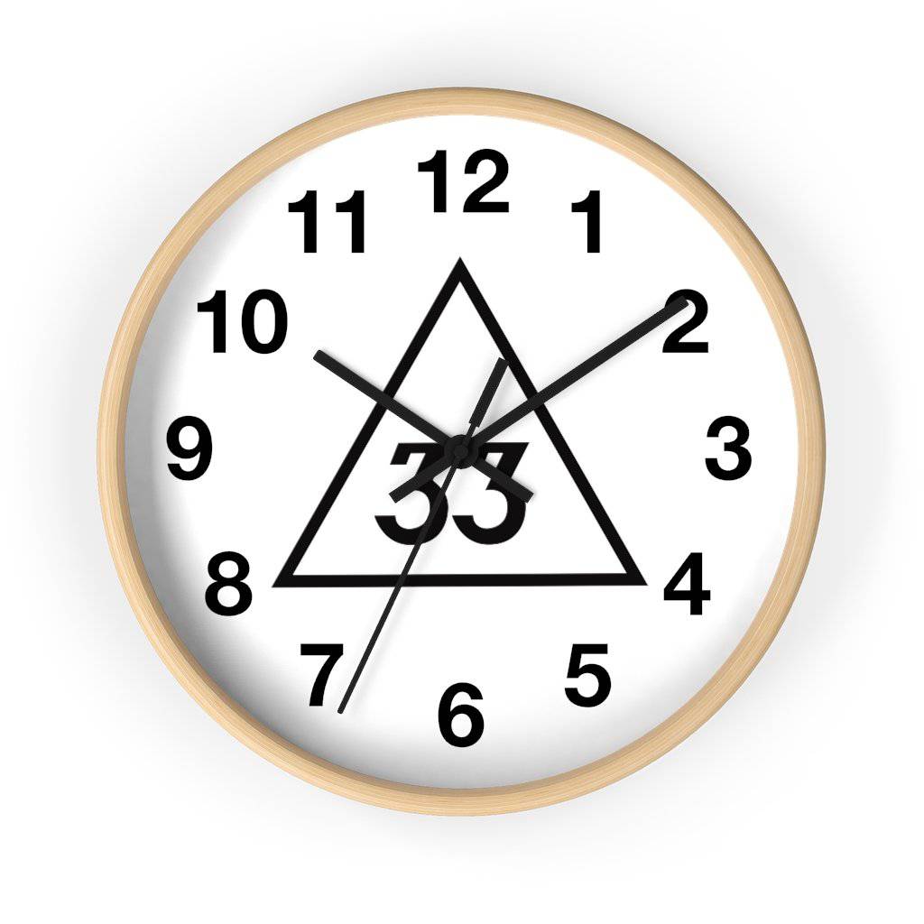 33rd Degree Scottish Rite Clock - Wooden Frame - Bricks Masons