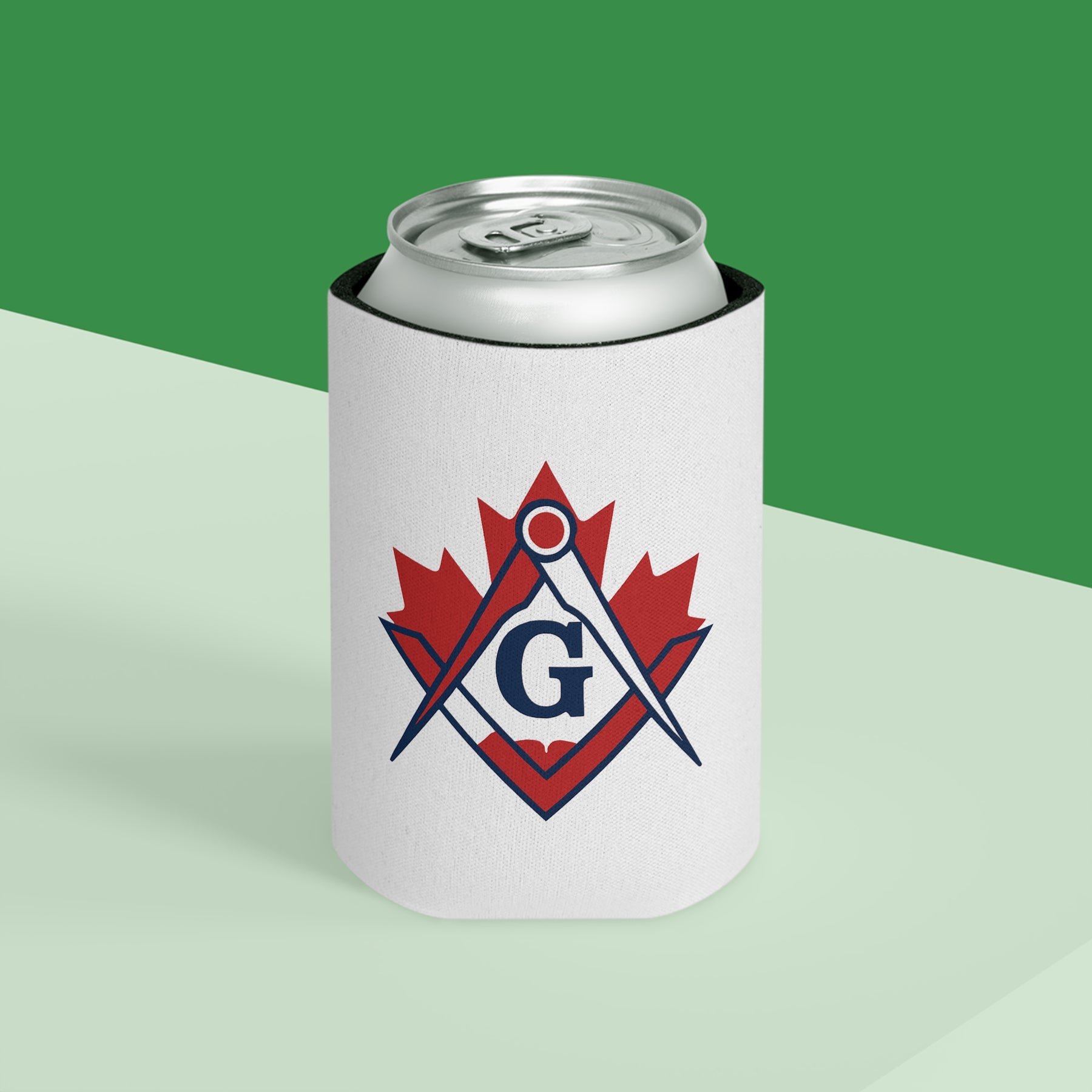 Master Mason Blue Lodge Canada Jurisdiction Can Cooler - Maple Leaf Canada Mason - Bricks Masons