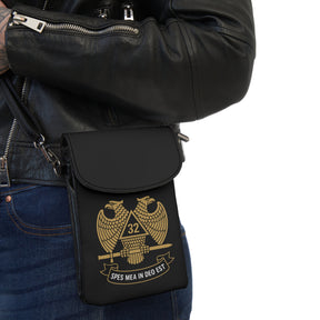 32nd Degree Scottish Rite Cell Phone Wallet - Microfiber Leather SPES MEA IN DEO EST - Bricks Masons