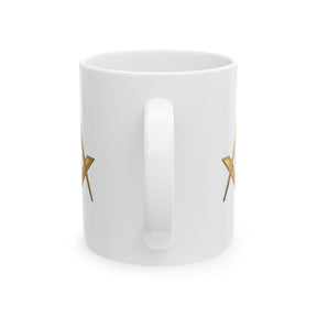 Meister-Freimaurer-Blaue Logen-Tasse - Weiß mit goldenem Winkelmaß und Zirkel G
