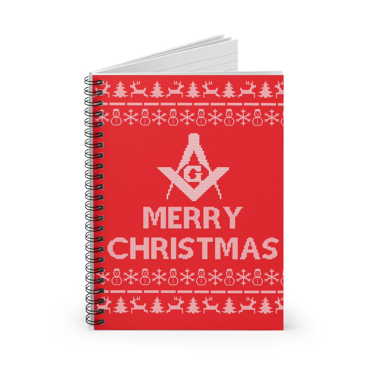 Master Mason Blue Lodge Journal - Merry Christmas Square & Compass G Spiral Notebook - Bricks Masons