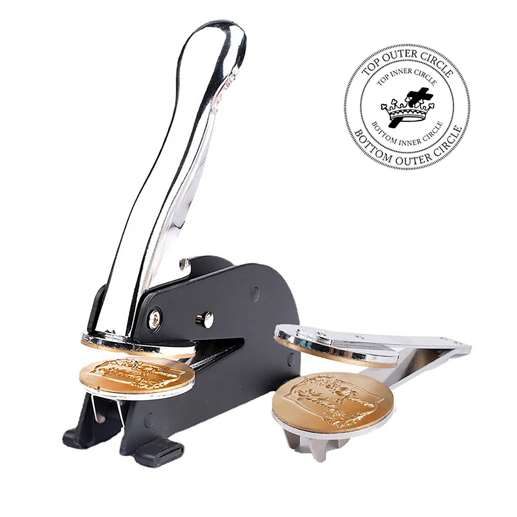 Lady Knights HoTC Seal Press - Desktop Stainless Steel With Customizable Stamp - Bricks Masons