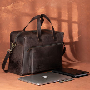 Knights Templar Commandery Briefcase - Dark Brown Cow Leather - Bricks Masons