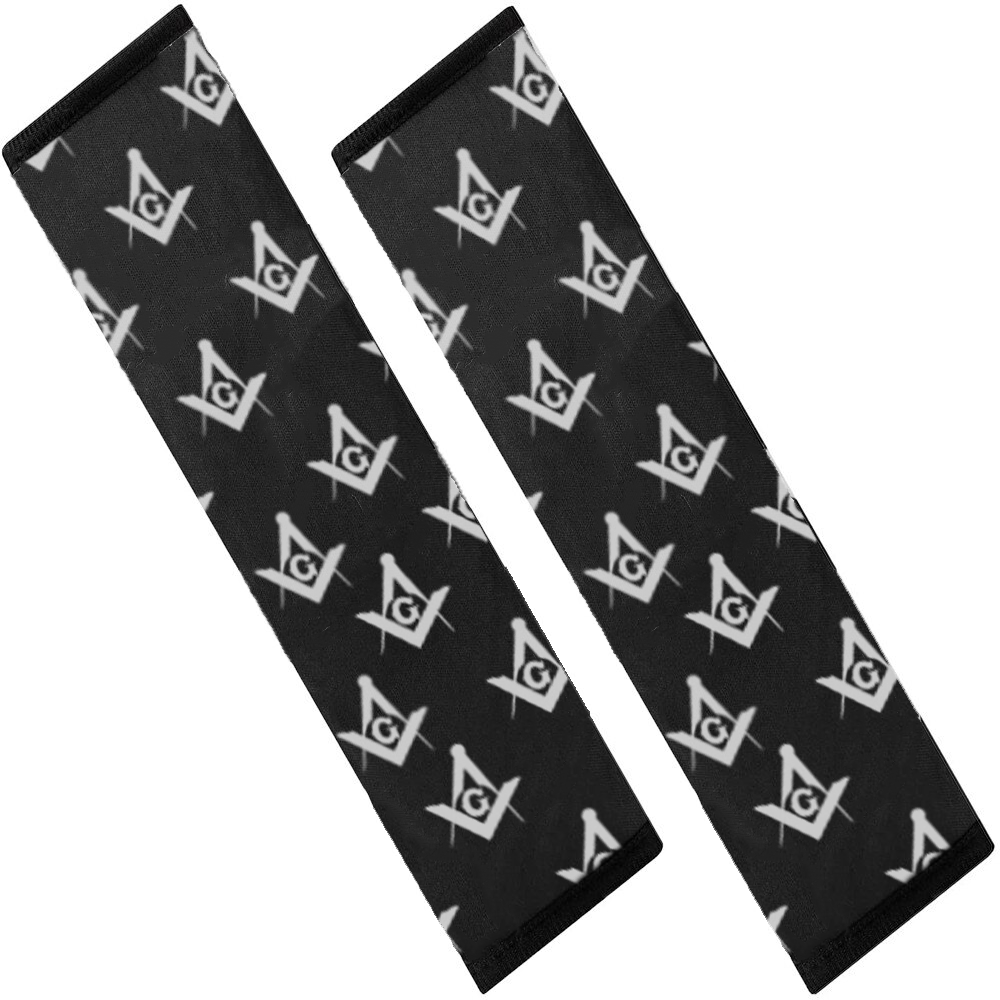 Master Mason Blue Lodge Seatbelt Cover - White & Gold