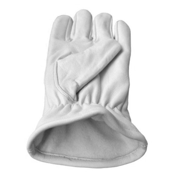 DOI Gloves - White Leather With Round Patch - Bricks Masons