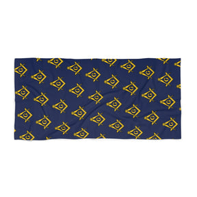 Master Mason Blue Lodge Towel - Square & Compass G Blue Beach Towel - Bricks Masons