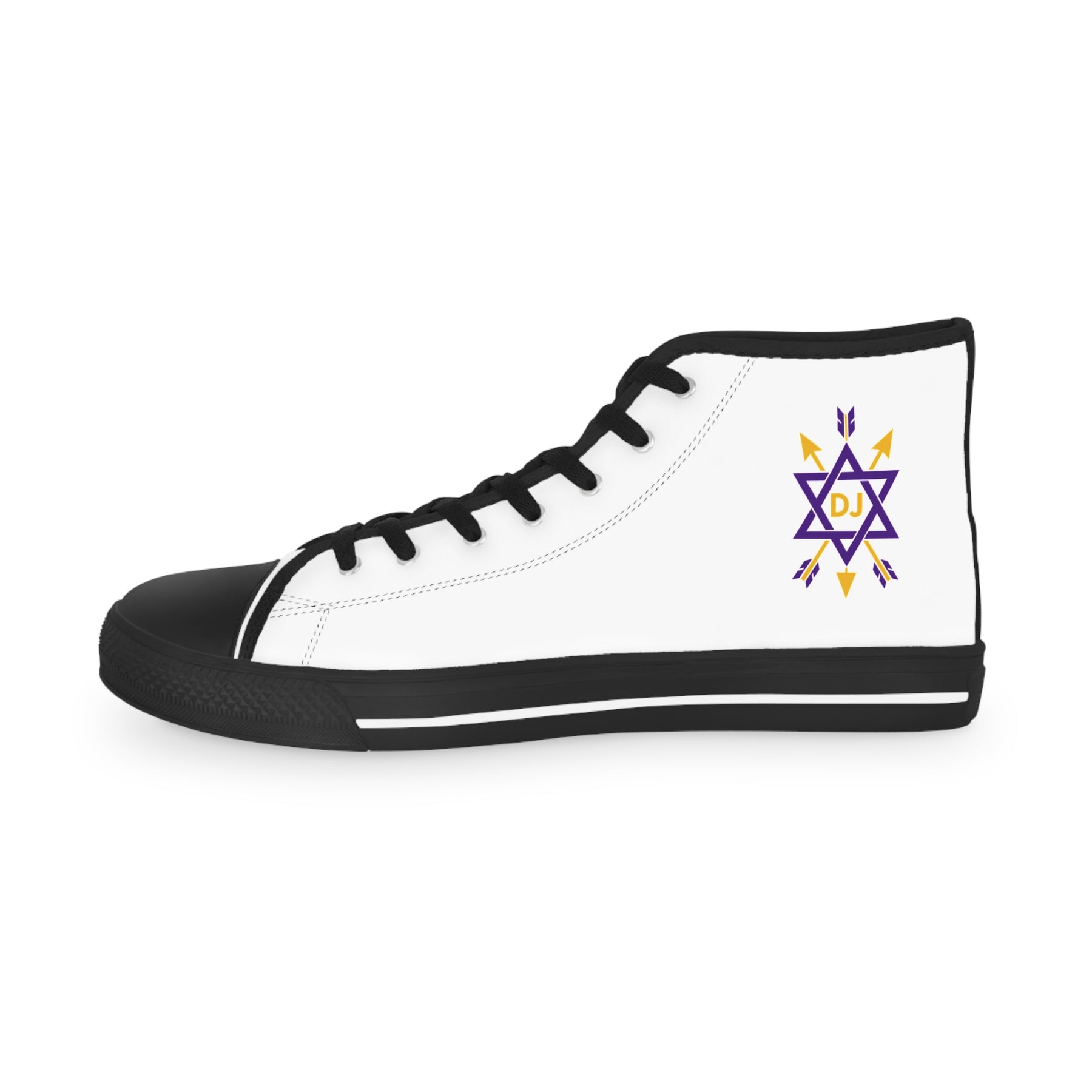 Order of the Secret Monitor Sneaker - High Top Black & White Gold & Purple Emblem - Bricks Masons