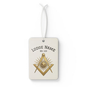 Master Mason Blue Lodge Car Air Freshener - Square Compass & Eye With Customization - Bricks Masons