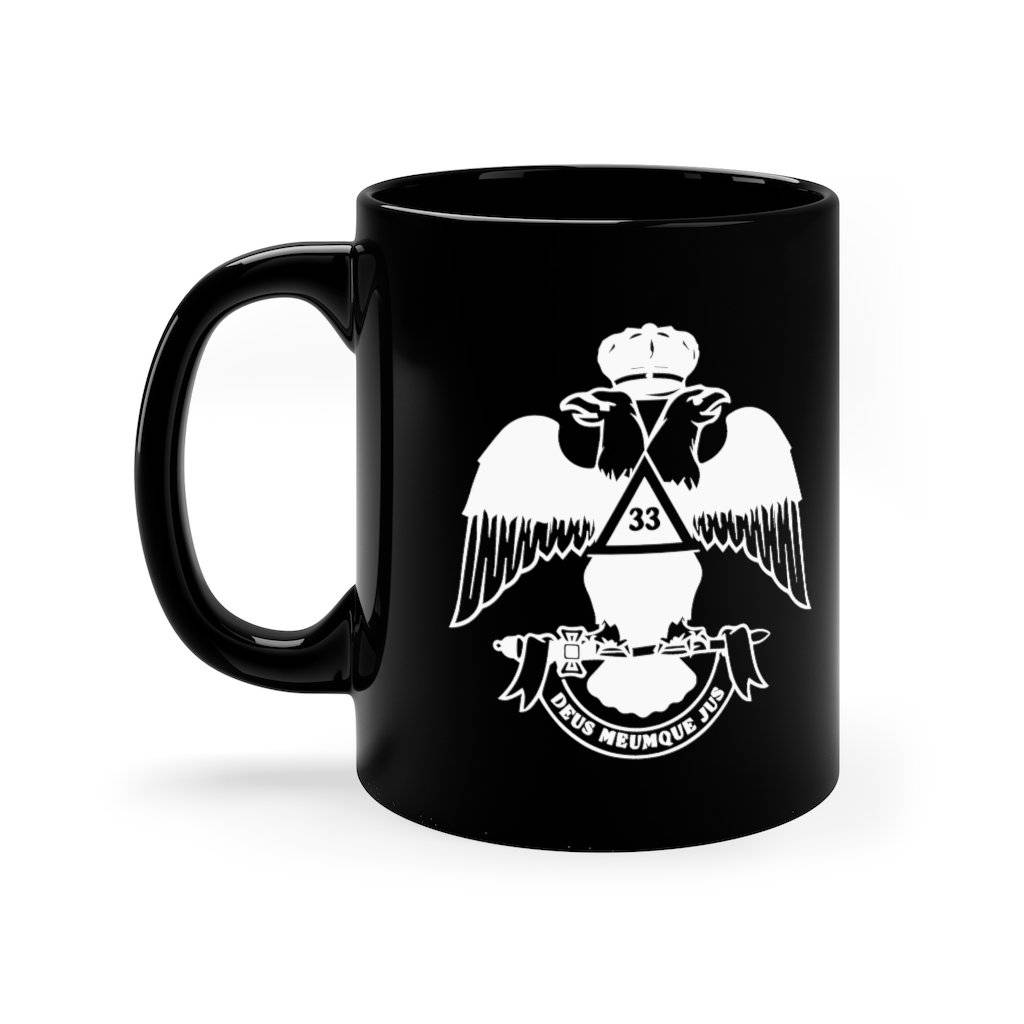 33rd Degree Scottish Rite Mug - Wings Down Black & White 11oz