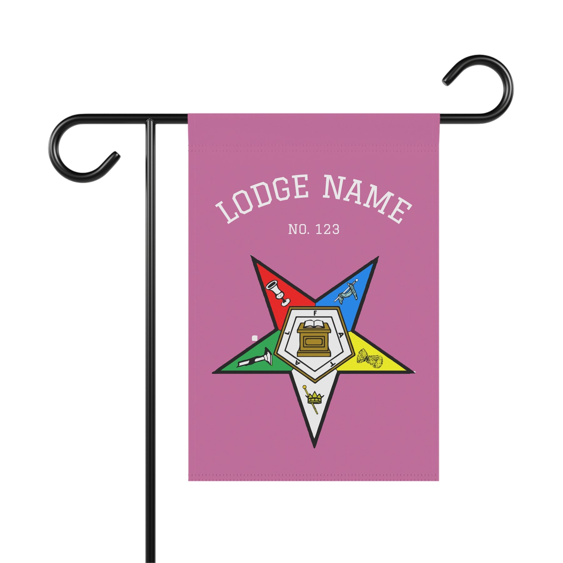 OES Yard Flag - Colorful Star With Personalization - Bricks Masons