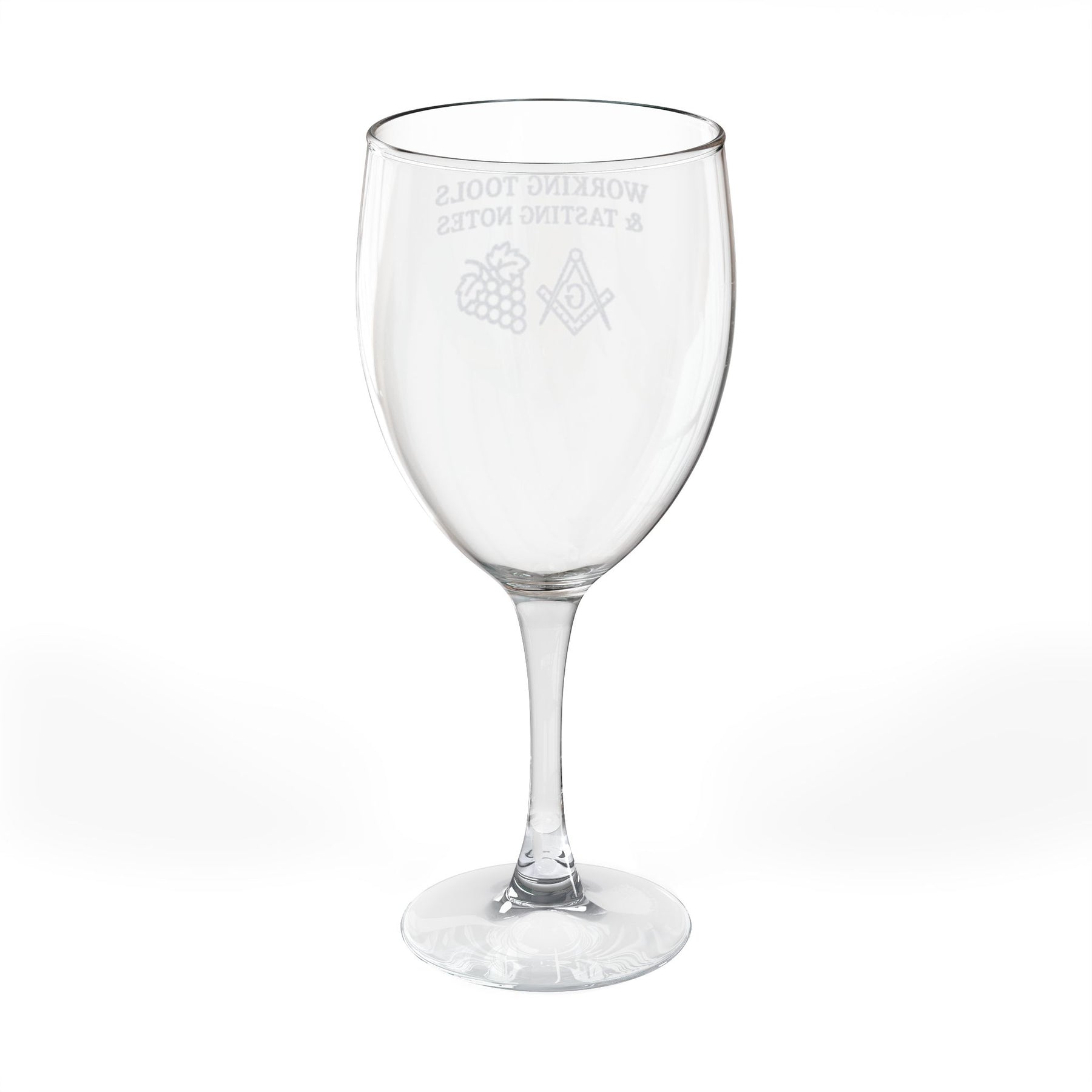 Master Mason Blue Lodge Wine Glass - Working Tools & Tasting Notes Square & Compass G - Bricks Masons