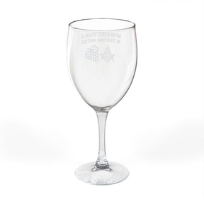 Master Mason Blue Lodge Wine Glass - Working Tools & Tasting Notes Square & Compass G - Bricks Masons