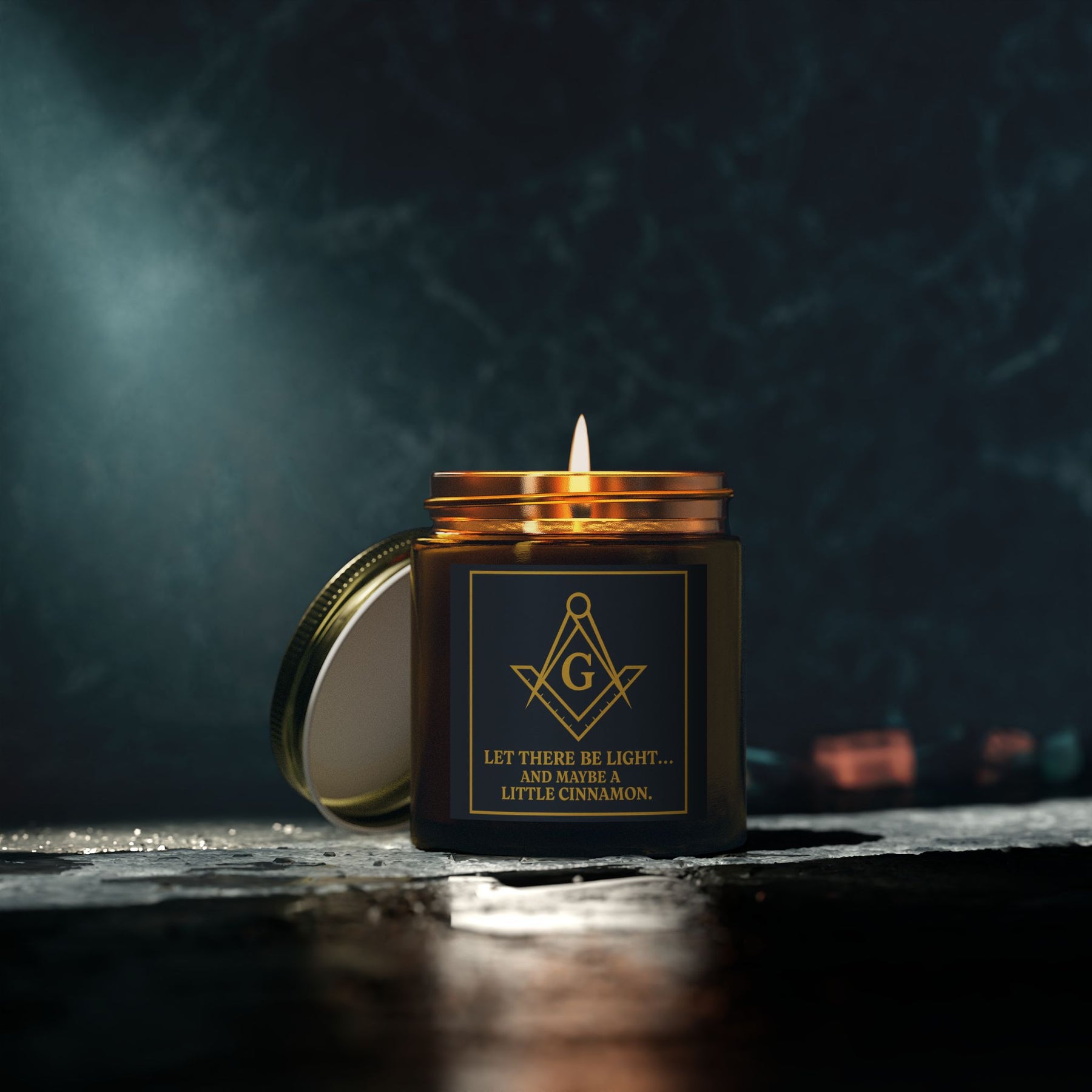 Master Mason Blue Lodge Candle - Let There Be Light Scented Coconut Apricot Wax - Bricks Masons