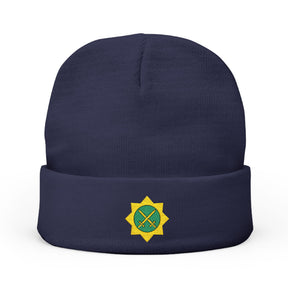 Red Cross of Babylone Beanie - Knit Embroidery Emblem - Bricks Masons