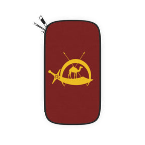 DOKO Passport Wallet - Maroon & Yellow With Shoulder & Wrist Strap - Bricks Masons