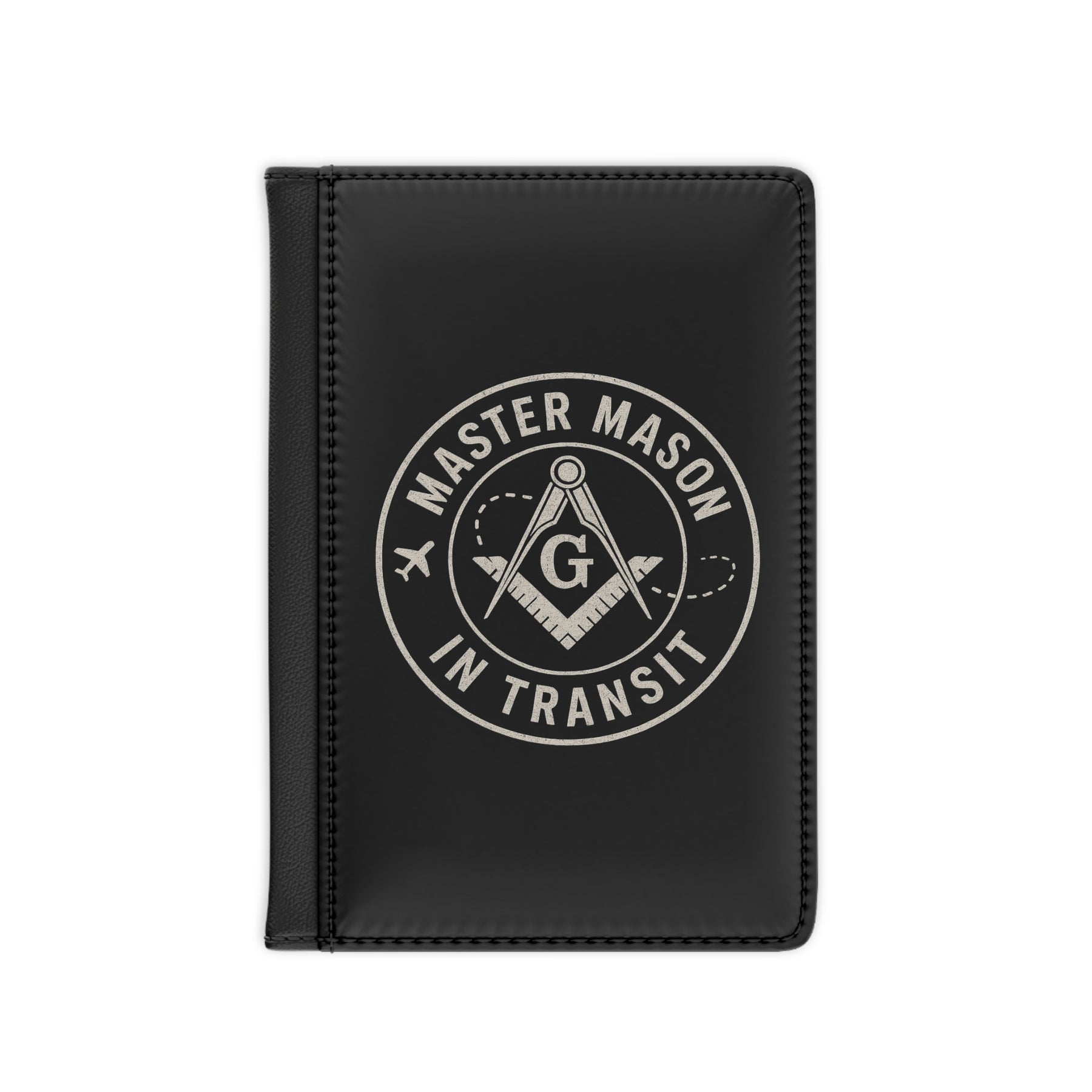 Master Mason Blue Lodge Passport Cover - Black PU Leather Mason in Transit - Bricks Masons