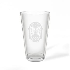 Master Mason Blue Lodge Pint Glass - Checkered Floor Pillars All-Seeing Eye & Tools