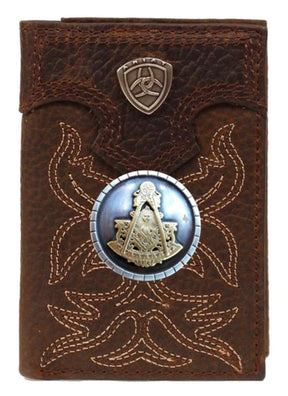 Past Master Blue Lodge Wallet - Square & Compass Tan and Brown - Bricks Masons