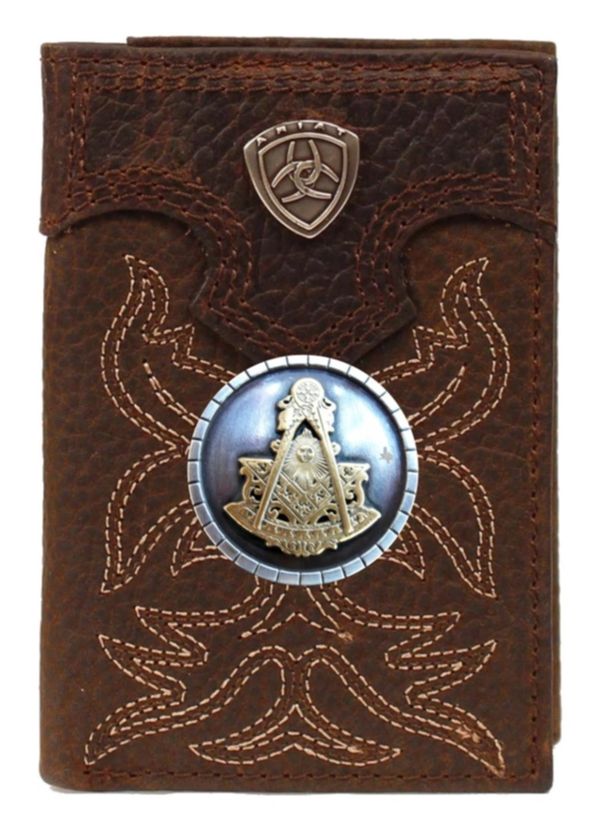 Past Master Blue Lodge Wallet - Square & Compass Trifold or Checkbook - Bricks Masons