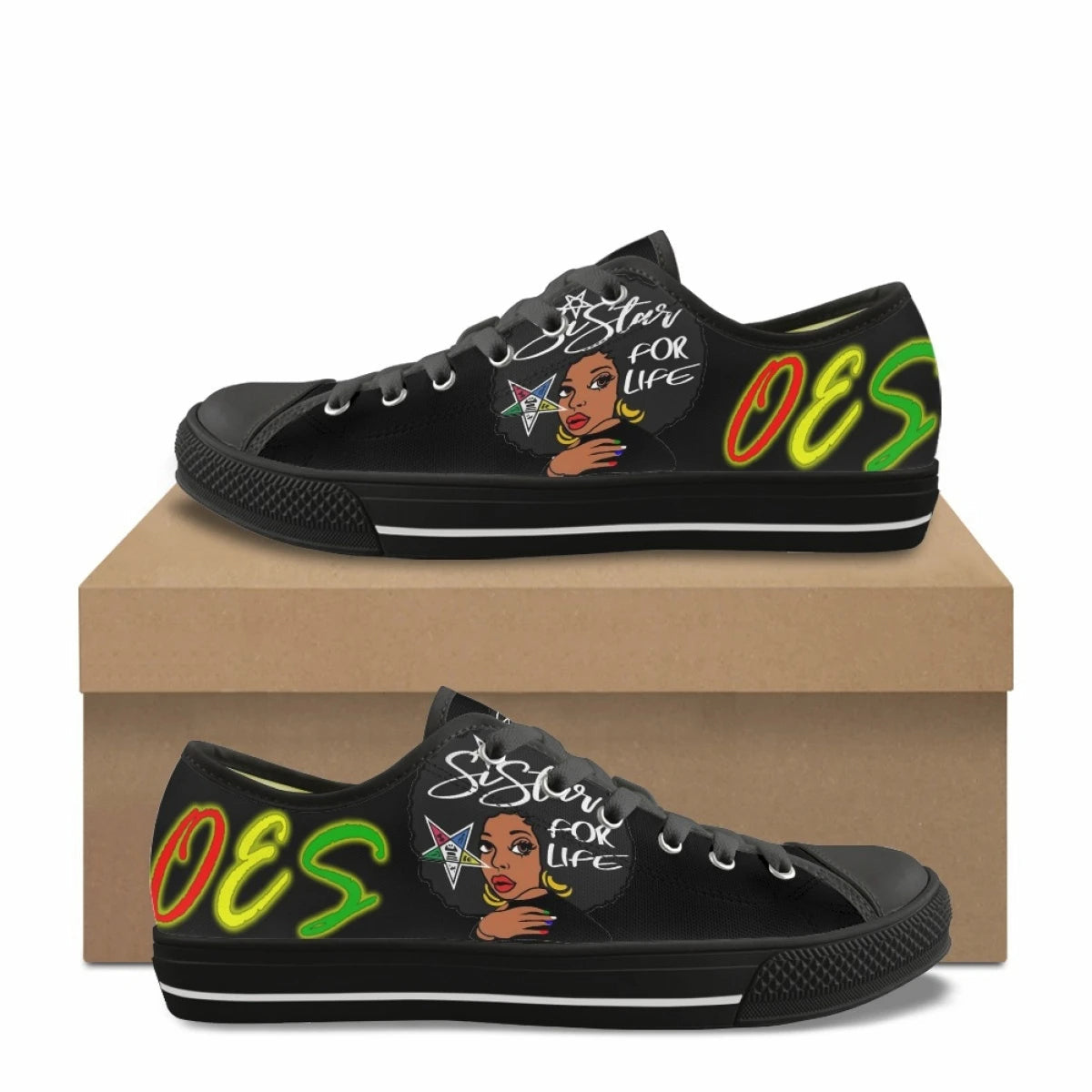 OES Sneakers -  Printed Design With Lace Up Closure - Bricks Masons