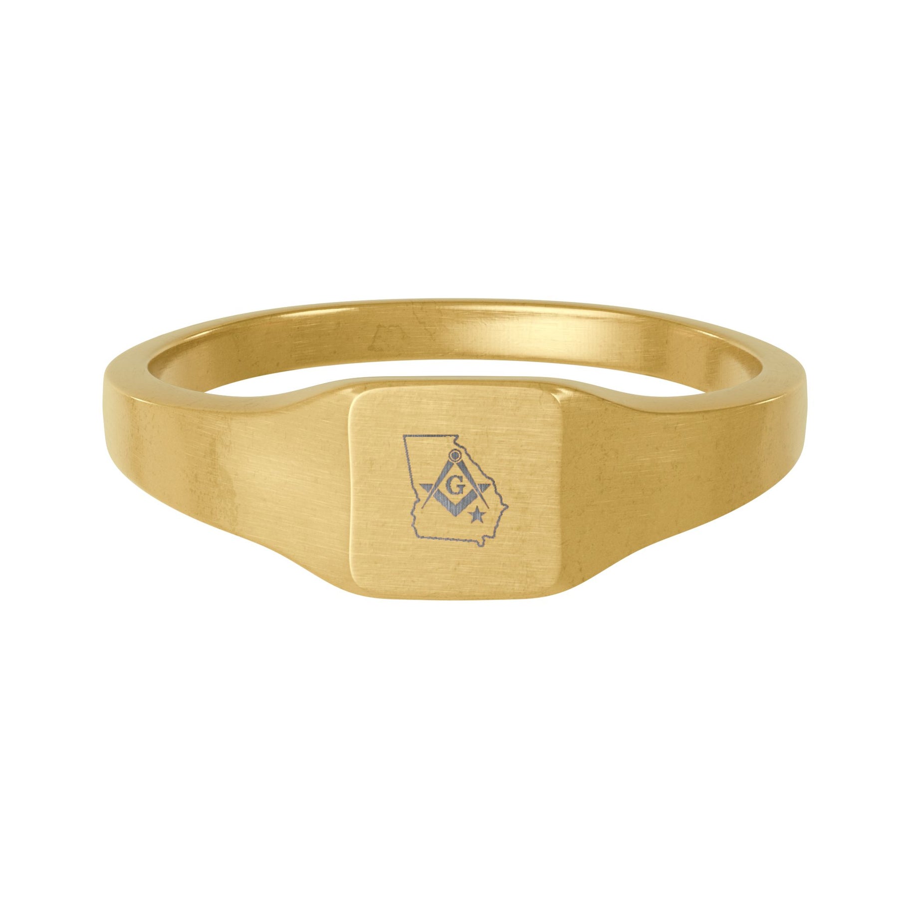 Master Mason Blue Lodge Ring - Stainless Steel Georgia State Outline with S&C G - Bricks Masons