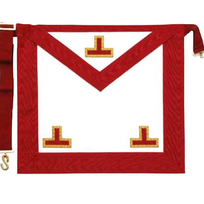 Worshipful Master Scottish Rite Apron - White & Red Moire Borders with Triple Taus