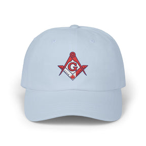 Master Mason Blue Lodge Canada Jurisdiction Baseball Cap - Red & White Square & Compass G - Bricks Masons