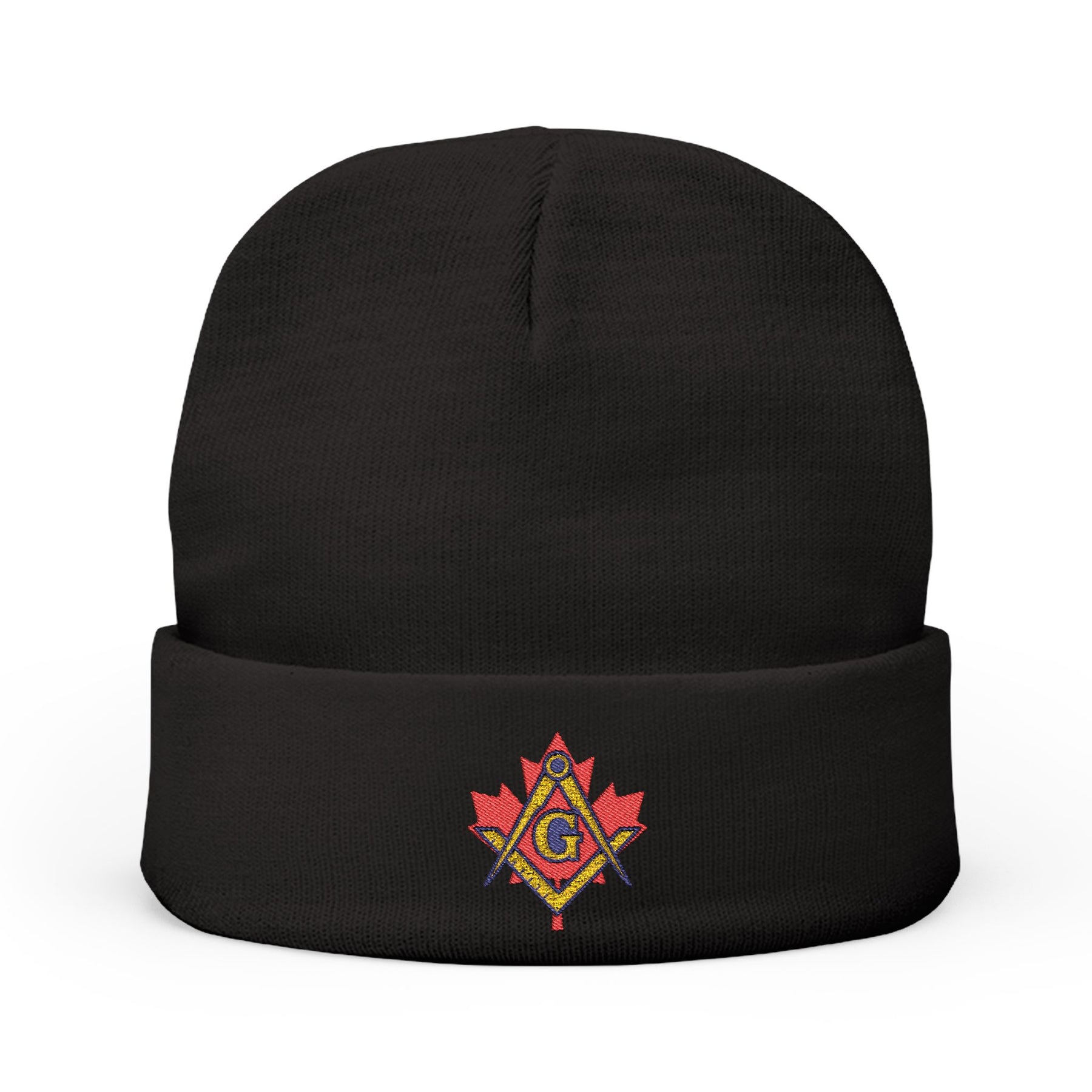 Master Mason Blue Lodge Canada Jurisdiction Beanie - Knit Embroidery S&C Maple Leaf - Bricks Masons