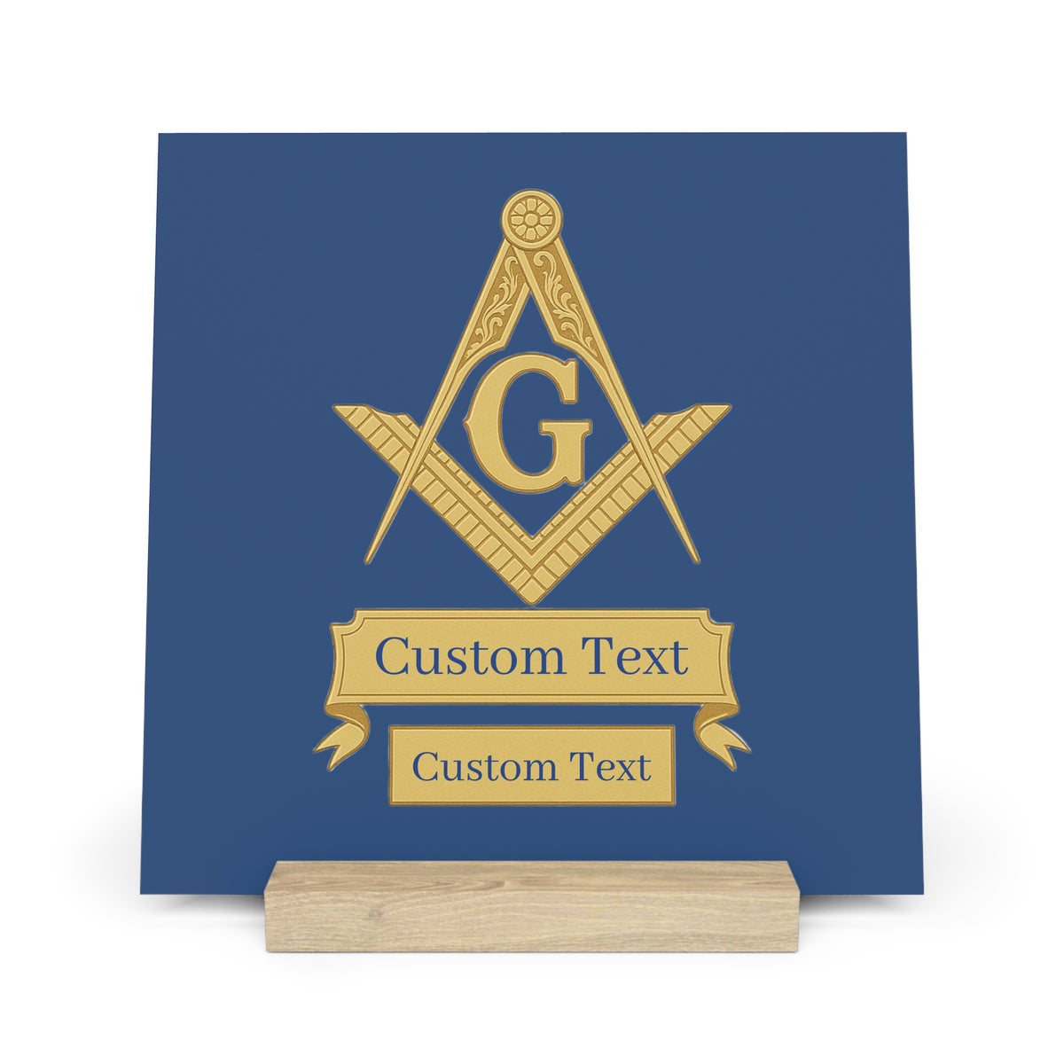 Master Mason Blue Lodge Plaque - Square & Compass G with Custom Text - Bricks Masons
