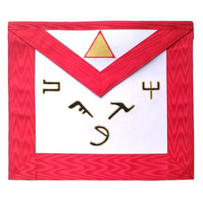 6th Degree Scottish Rite Apron - White & Red Moire - Bricks Masons