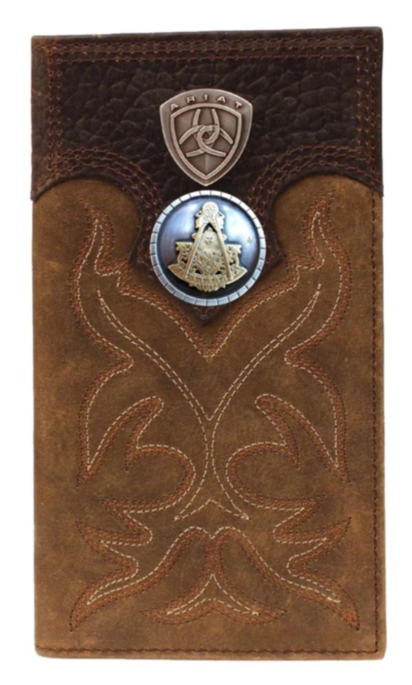 Past Master Blue Lodge Wallet - Square & Compass Tan and Brown - Bricks Masons