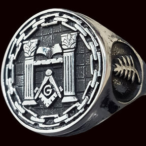 Masonic Ring Columns in Silver Freemasonry Art 73 - Bricks Masons