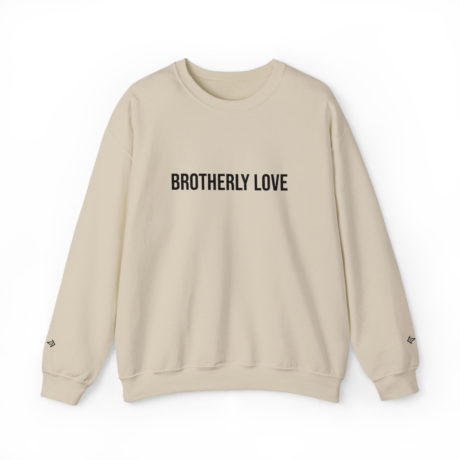 Master Mason Blue Lodge Sweatshirt - Brotherly Love Front & Sleeves Embroidery - Bricks Masons