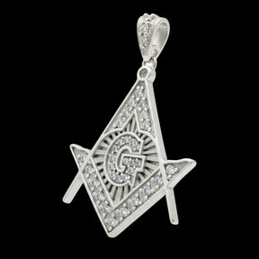 Masonic Compass and Square Pendant 6 cm in 30g Silver Art 740 - Bricks Masons