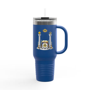 Master Mason Blue Lodge Ringneck Tumbler - S&amp;C G Altar Säulen &amp; Auge auf kariertem Boden