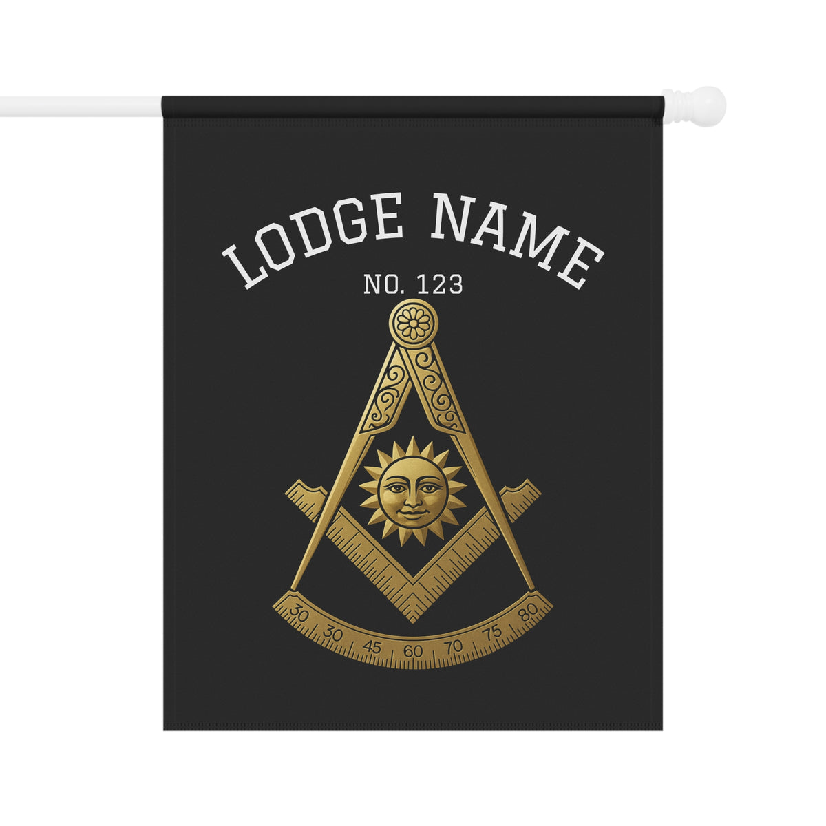 Past Master Blue Lodge Yard Flag - Square & Compass With Personalization - Bricks Masons