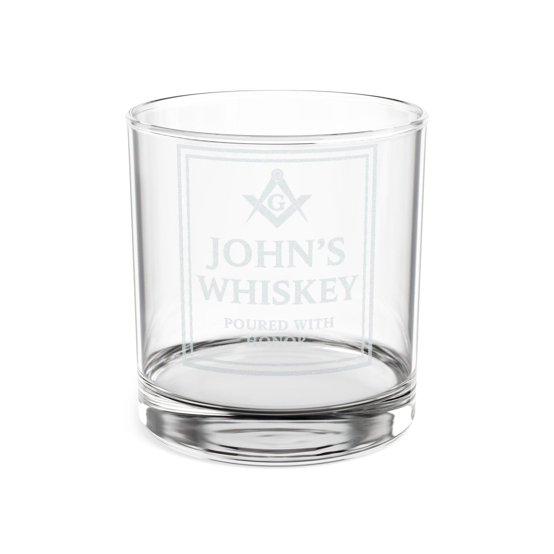 Master Mason Blue Lodge Whiskey Glass - Poured with Honor S&C G with Personalization