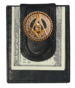 Master Mason Blue Lodge Wallet - Square and Compass Money Clip Black - Bricks Masons
