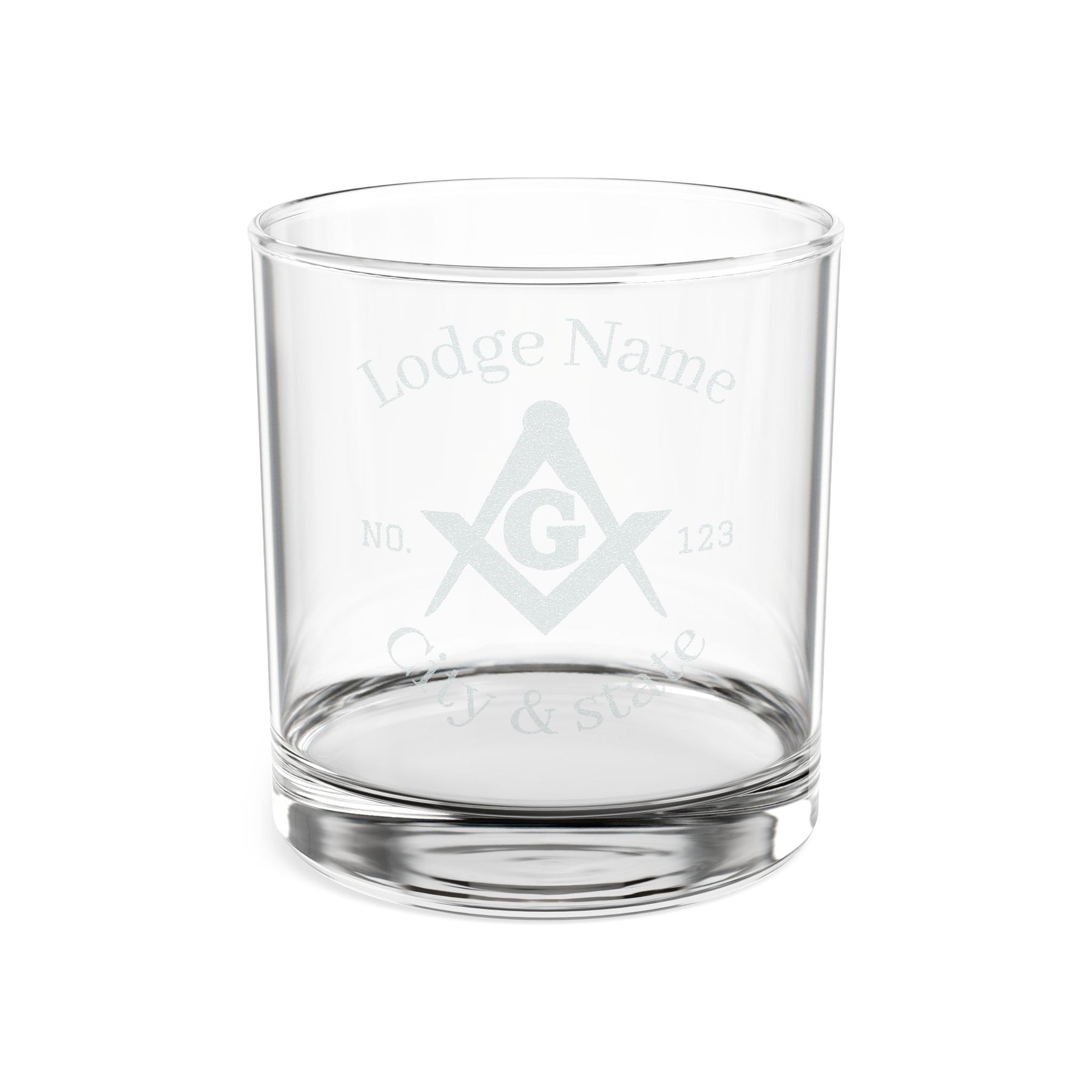 Master Mason Blue Lodge Whiskyglas - Winkelmaß &amp; Zirkel G mit Personalisierung