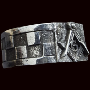 Masonic Floor Ring with Acacia and Compass in Silver Art 82 - Bricks Masons
