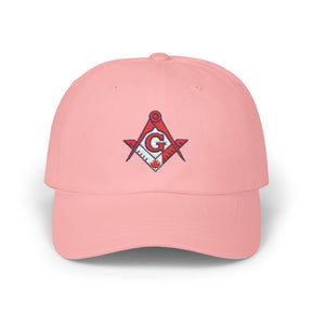 Master Mason Blue Lodge Canada Jurisdiction Baseball Cap - Red & White Square & Compass G - Bricks Masons