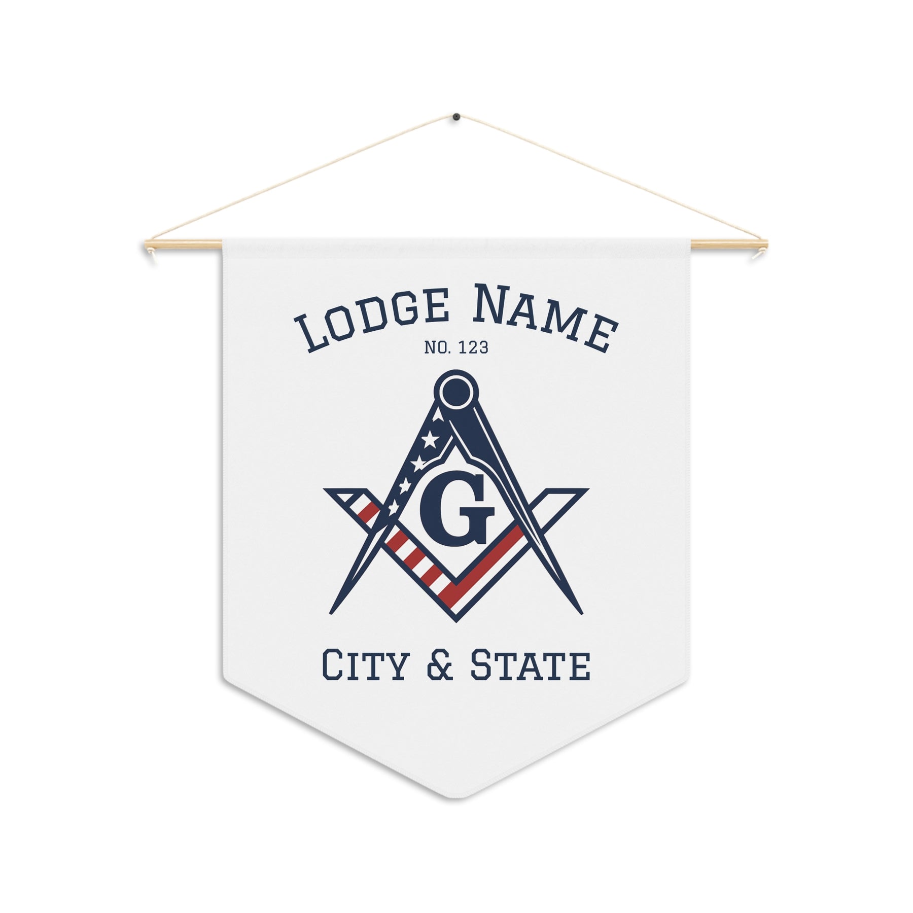 Master Mason Blue Lodge Pennant - Personalized Polyester Twill US Flag - Bricks Masons